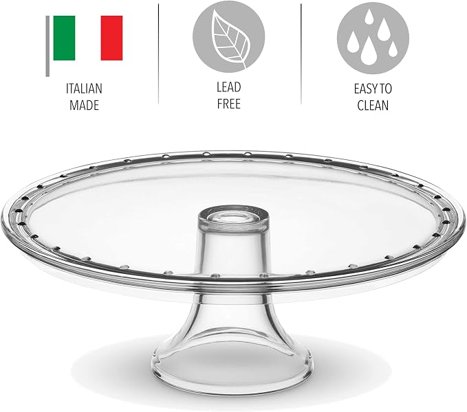 Godinger Cake Stand, Crystal Glass Footed Cake Plate Serving Platter - Made in Italy