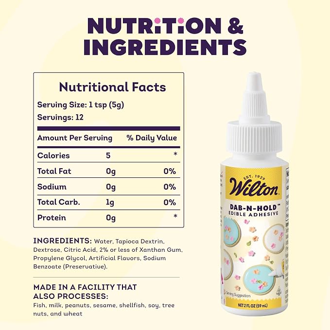 Wilton Dab-N-Hold Edible Adhesive - Clear Food Glue - Baking Accessory for Cake Decoration, Fondant, Sugar Sheets & Icing Decorations - Easy-to-Use - 2 fl oz