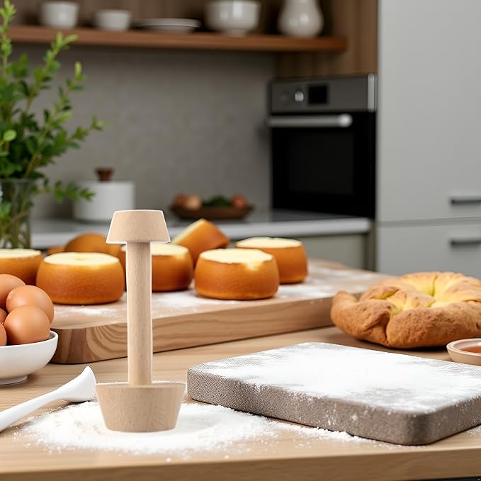Tart Tamper Pastry Tamper Double Side Wooden Egg Tart Tamper Mold DIY Cake Pastry Pusher for Kitchen Party Baking Tools, Pie, Tart and Quiche Pans