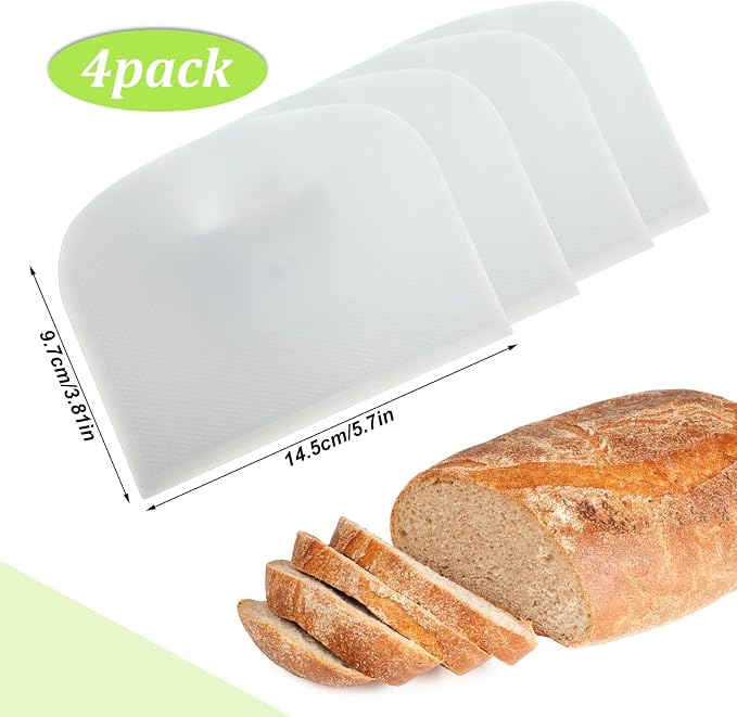 Queekay 4 Pcs Plastic Dough Scraper, Flexible Bowl Bench Scraper Spatula Cutter Tool for Baking Bread Cake Pastry Kitchen Multipurpose Food Non-slip Bakeware Decorating Sculpting Modeling Tools White