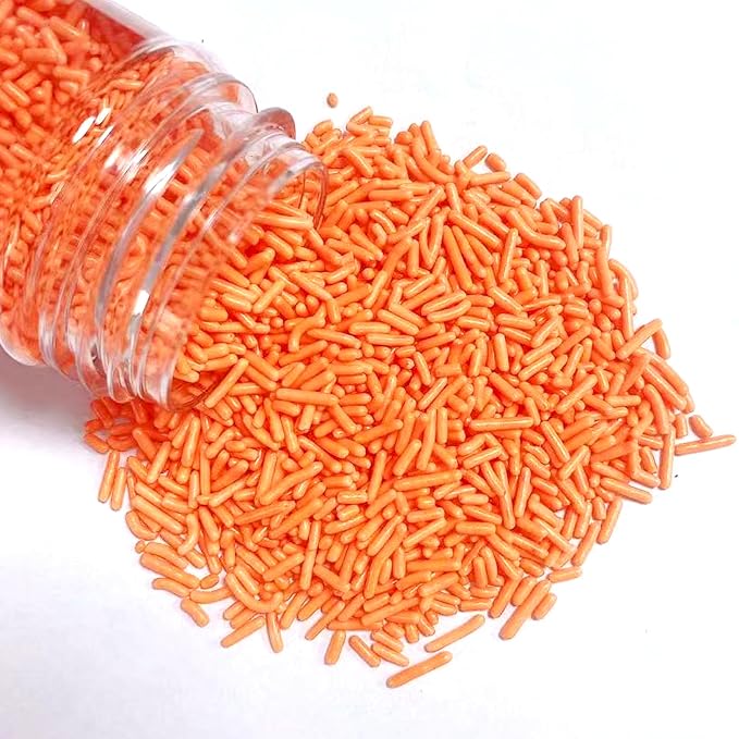 PhilaeEC Orange Jimmies Sprinkle Edible Soft Jimmies Sprinkle for Cake Decoration Cupcake Topper Cookie Baking Decorations Halloween Christmas Valentine Supplies 2.75oz/78g