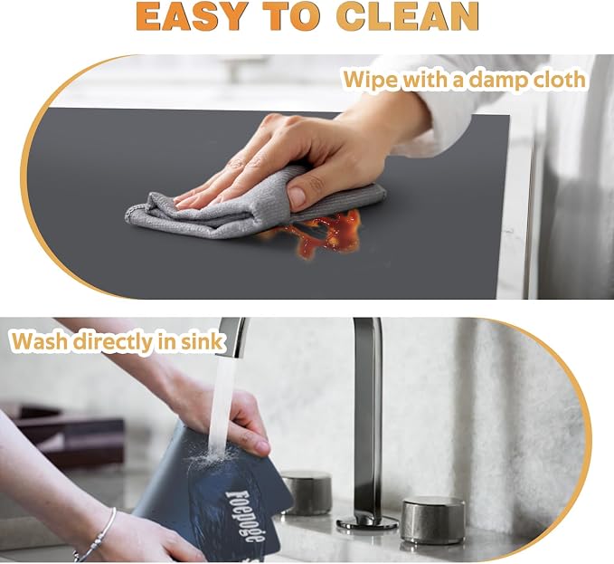 49.2" x 15.7" Large Silicone Mat for Kitchen Counter Protector, Cuttable Silicon Countertop Protector Mat Heat Resistant Mats for Countertop, Cut to Fit Placemat Ship Roll by Foepoge, Dark Grey