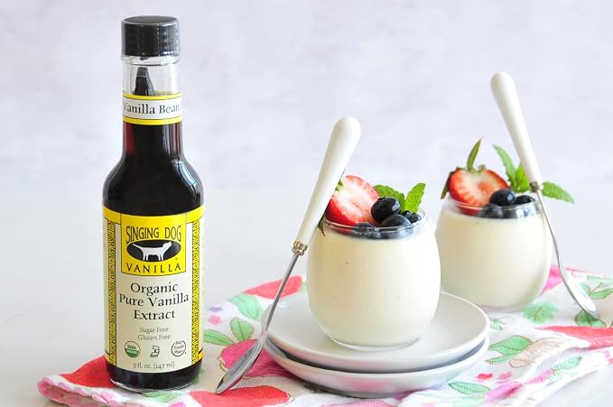 Singing Dog Vanilla Organic Pure Vanilla Extract, 5 fl oz - Whole Vanilla Bean Inside, USDA Organic - Non-GMO, Gluten-Free, Kosher Pareve, Vegan