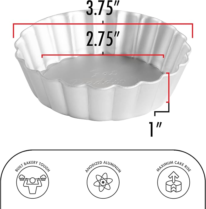 Fat Daddio's PFT-375 Round Fluted Tart Pan with Removable Bottom, 3.75 x 1 Inch