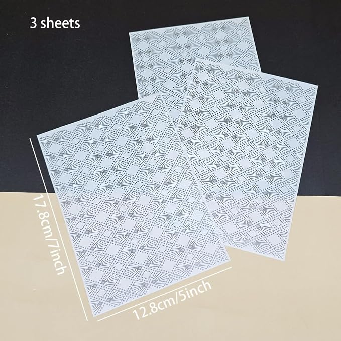 3pc Rhombus Background Stick&Shine Foil Transfer Sticker Paper for Handmade Card Making Scrapbooking and Album Journal Invitation Decoration Metallic Hot Foil Transfer Printing Adhesive Sheets