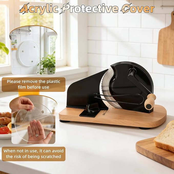 Manual Bread Slicer for Homemade Bread, Sourdough Bread Slicer with 20 Bags and Acrylic Cover, Adjustable Thickness Bread Cutter, Bread Knife with Scale Lines for Sandwiches, Toast, Bagel, Baguette