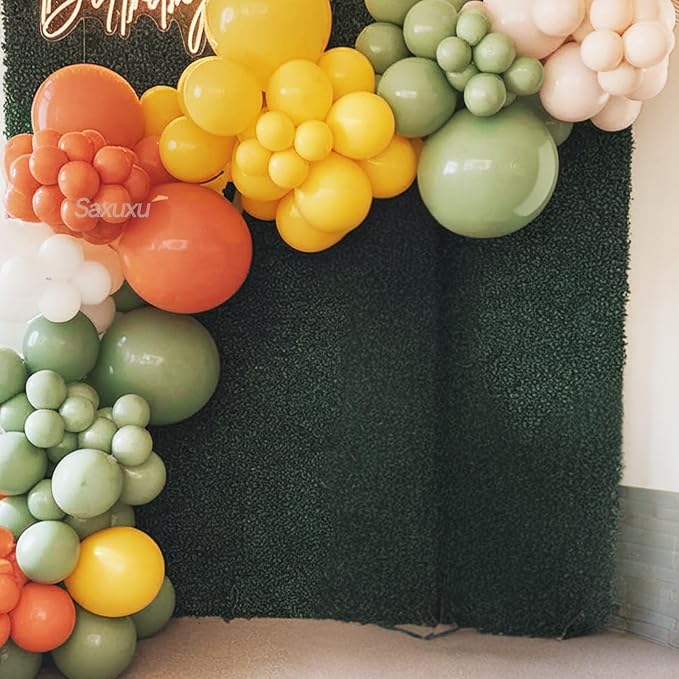 Jungle Balloons Garland Arch Kit, Green Brown Balloon Garland Arch Kit, White Blue Yellow Balloon For Jungle Safari Woodland Lion Forest Theme Birthday Baby Shower Party Wedding Decorations