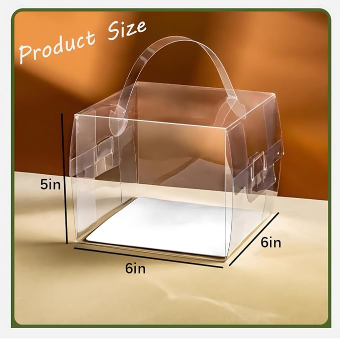 20pcs 6X6X5 Inches Transparent Bakery Boxes with Handles, Mini Clear 5in 6in Cake Boxes,Clear gift boxes,Treat Boxes for Cake Chocolate Donut,Pastries,Cookies