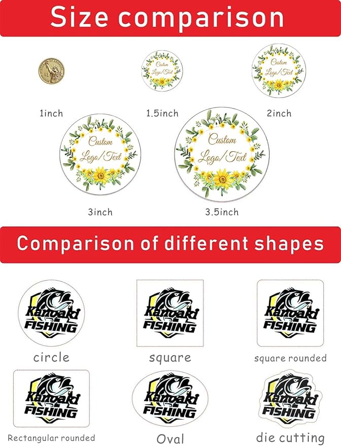 Custom Stickers for Weddings, Birthdays & Businesses - Personalized Labels with Your Logo - Waterproof, Fade and Heat Resistant - Pack of 100-1000 (Wreath T, 4 Inch)