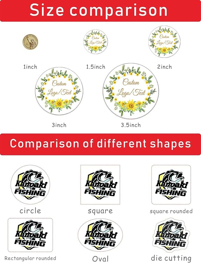 Custom Stickers for Weddings, Birthdays & Businesses - Personalized Labels with Your Logo - Waterproof, Fade and Heat Resistant - Pack of 100-1000 (Wreath M, 3.5 Inch)