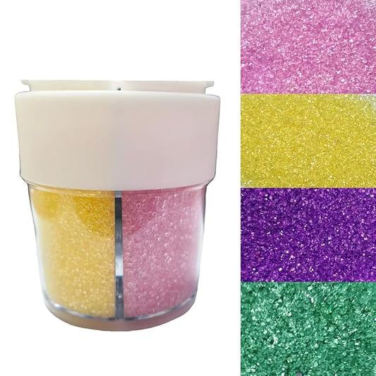 Senchanting Mardi Gras Sanding Sugar Sprinkles for Cake Decorating, Edible Green Yellow Pink Purple Sanding Sugar for Cake Decorating Wedding Party Baking Cupcake Cookie Ice Cream Decoration Supplies 168g/5.93oz