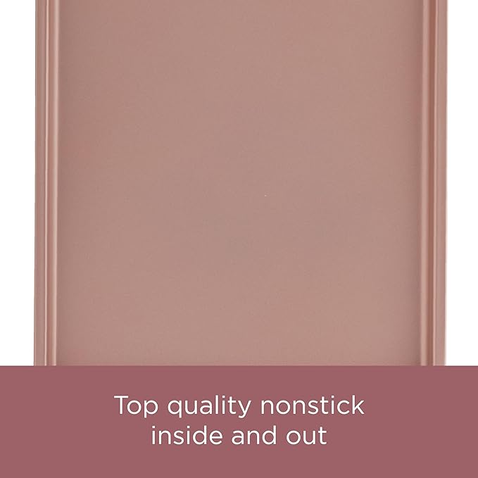 Farberware Nonstick Bakeware 10-Inch x 15-Inch Cookie Pan, Metal Baking Pan, Rose Gold
