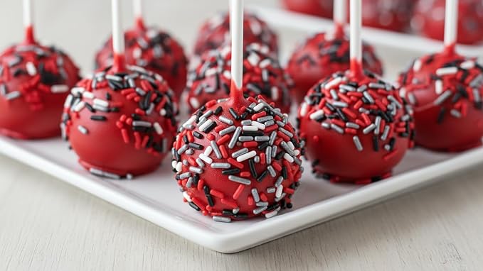 NCS Atlanta Football Black, Red, White & Silver Jimmies Edible Sprinkles – Cupcake, Cake & Cookie Decorations, 7 oz