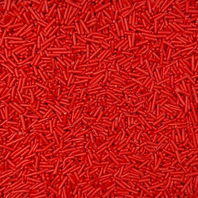 Homankit Red Jimmies Sprinkles Edible Sprinkle Candy Soft Jimmies Toppings for Ice Cream, Cupcake, Cake, Cookie, Dessert Decorating 2.75 Ounces