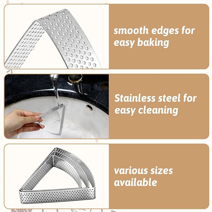 Scone Cutter Set of 3 (2.7, 3.1, 3.5 Inch) – Stainless Steel Fan-Shaped Biscuit Mold Triangle Cookie Cutter Baking Tool for Scones Pastries Desserts