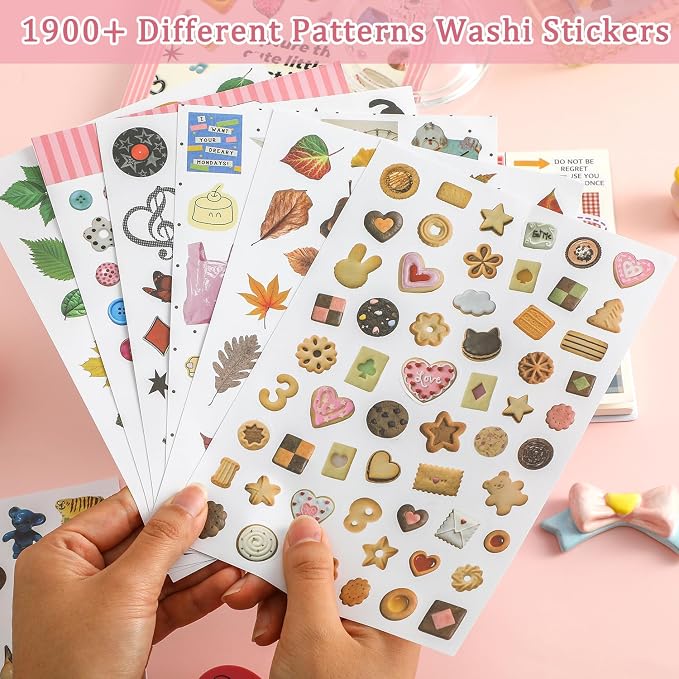 1900+ PCS Vintage Cute Scrapbook Sticker Book, 50 Sheets Retro & Ins Little Object Theme Korean Stickers for Scrapbooking, Art Scrapbook Supplies for Adults Teens Women Girls Junk Journal Journaling