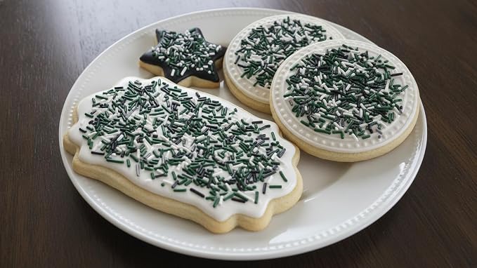 NCS Philadelphia Game Day Dark Green, Silver, Black & White Jimmies Edible Sprinkles – Cupcake, Cake & Cookie Decorations, 7 oz