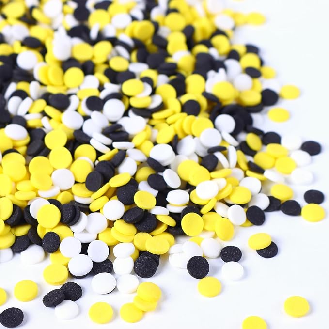 Edible White, Black and Yellow Sprinkles, Confetti Sprinkles, Round Sprinkle for Cake, Macaron, Cupcakes, Cookies, Ice Cream, and Candy(120g/4.23oz)