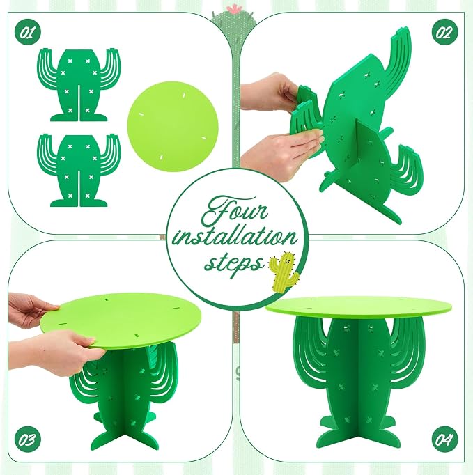 Lallisa 12" Cactus Cake Stand Mexican Cupcake Stand Holder Fiesta Party Western Cowboy Theme Cake Holder Decorations Cinco De Mayo Prop Hawaiian Party Favor Supplies