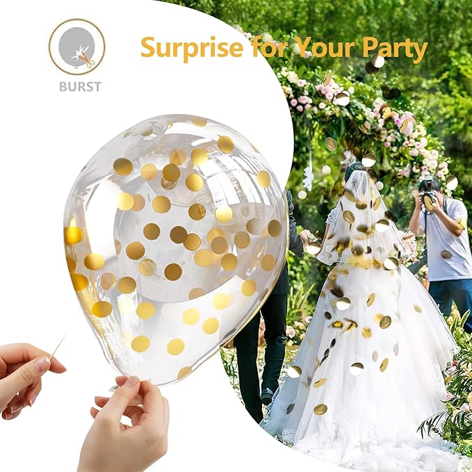 Bezente White Gold Balloons Arch Garland Kit, 100Pcs White Gold Metallic Chrome and Gold Confetti Balloons Arch for Wedding, Birthday, Engagement, Bridal Shower Special Events Party Decoration