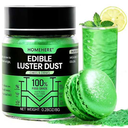 HomeHere Edible Luster Dust Food-Grade Glimmer Powder Glitter for Cake Decorating 8g, Edible Sprinkle Glitter for Cocktails Drinks Baking Candy Dessert Chocolate Vegan Tasteless