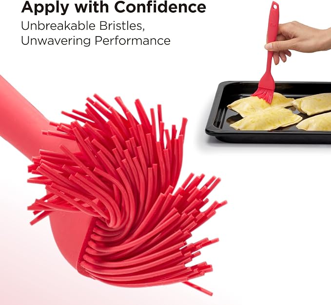 Kitchen Mama WaltzGrip Platinum Silicone Basting Pastry Brush, Red | Set of 2, Heat-Resistant, Dishwasher-Safe, For Cooking, Baking, Grilling, Barbecue