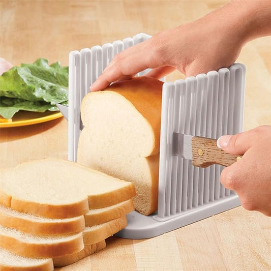 ORIONE Adjustable Toast Slicer/Cutting Guide for Homemade Bread, Plastic Bread Slicer Loaf for Slicing Bread Foldable Kitchen Baking Tools (White)