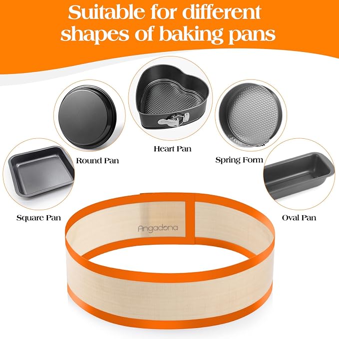 Silicone Baking Mat for Springform Pan 9 inch, Prevent cake from Sticking to Bottom and Side,Easy Clean & Non Sick Silicone Baking mat for Cheesecake Pan （Orange）