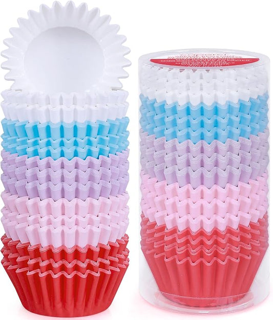 Caperci Heavy Duty Multicolor Cupcake Liners 150pcs - Standard Grease-Resistant Paper Muffin Baking Cups, Odorless, No Muffin Pan Needed, Easily Peels (Bright Assorted Colors)