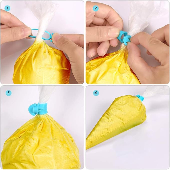Makmeng 30 Pcs Pastry Bag Ties,Silicone Piping Bag Ties, Reusable Icing Bag Ties Cake Decorating Bag and Pastry Sipplies Clips - Suitable for Cupcakes Cookies and Pastry Seal (5 Color)