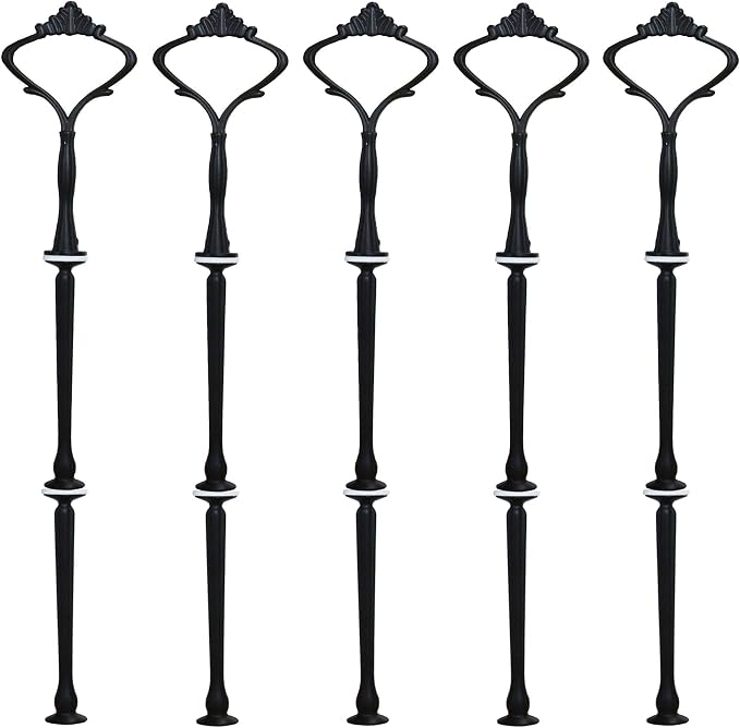3 Tier Cake Stand Fitttings Kits Fruit Cake Plate Handle Fitting Cupcake Hardware Rod Stand Holder Black Crown 5 Sets（Plate not Included）
