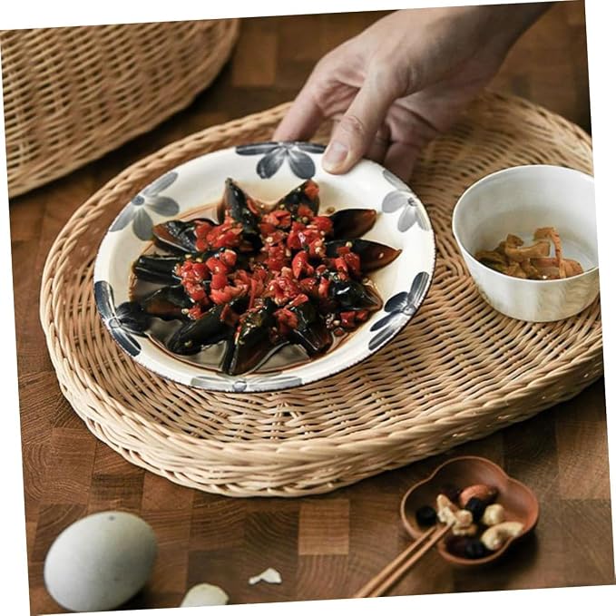Rattan Khaki Woven Protective Basket Kitchen Dustproof Flyproof Fruit Bread Storage Organizer