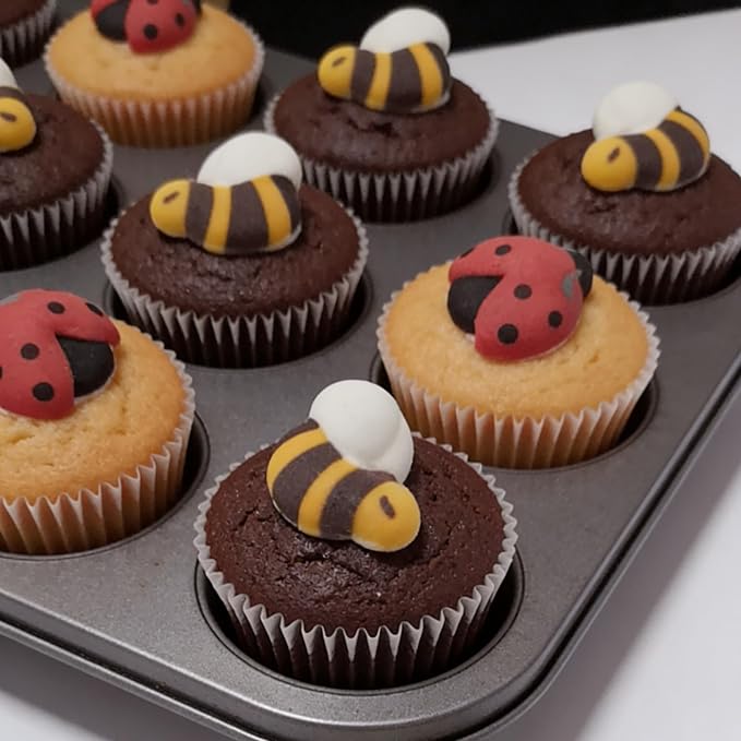 HeDeon&Rles 8 Pcs Edible Ladybugs & 8 Pcs Edible Bees Baking Decoration Candy Sprinkles Cake Cupcake Topper Ice Cream Cupcake Cookies Decoration