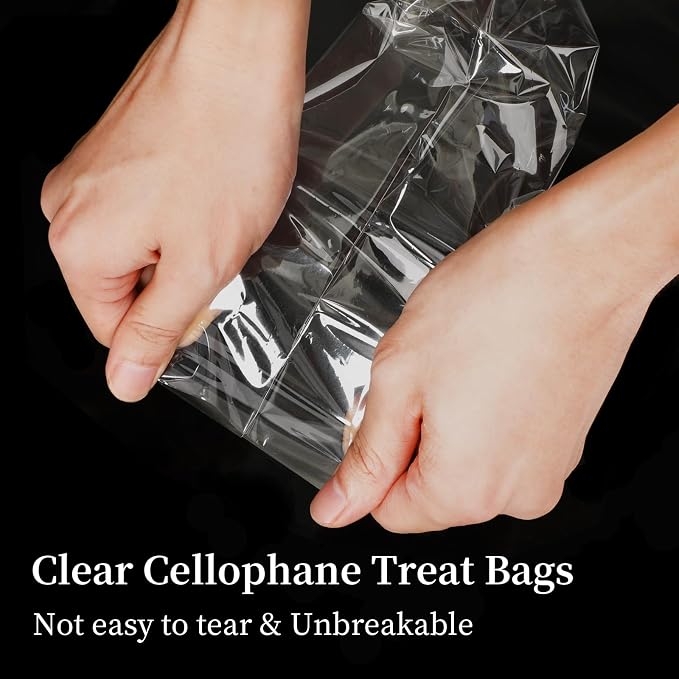 Augshy Cellophane Treat Bags,300Pcs 4x9 Inches Treat Cello Bag for lollipop | Clear Packaging Lollipop Bag with 320 Twist Ties, Individual Resealable OPP Plastic Bags for Candies,Dessert,Bakery, Cookies