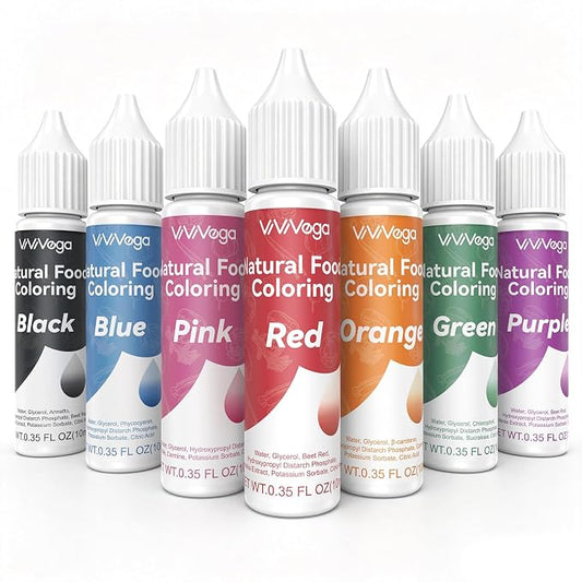 Natural Food Coloring Gel, 10 Milliliters Each of 7 Colors Dye-Free Food Coloring No Artificial Dyes, Non-Toxic, Natural Food Dye for Icing, Frosting, Cake Decorating