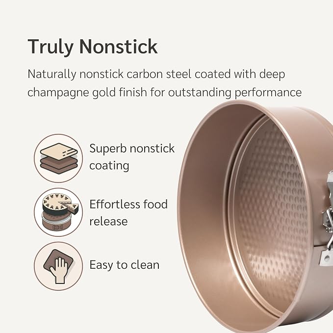 HAPPIELS Non-Toxic Nonstick 10-Inch Round Springform Cake Pan 3-inches deep | Cheesecake Leak Proof Baking Pan | Cheesecake Pan | Non Toxic Spring Form Cake Mold | Best Nontoxic Non Stick Springform Pans Leakproof | Cake Tin