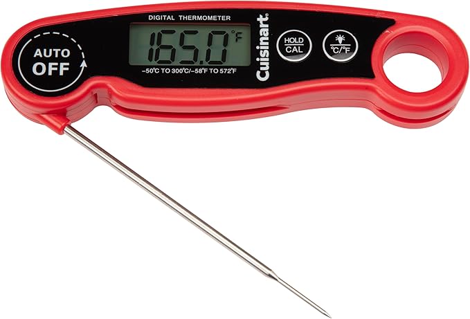 Cuisinart LCD Digital Instant Read Thermometer, Water Resistant Meat Thermometer for Home & Grill, Digital Grill Thermometer with Calibration & Backlight, Home Gadget, BBQ, Smoker, Oil Fry & Candy