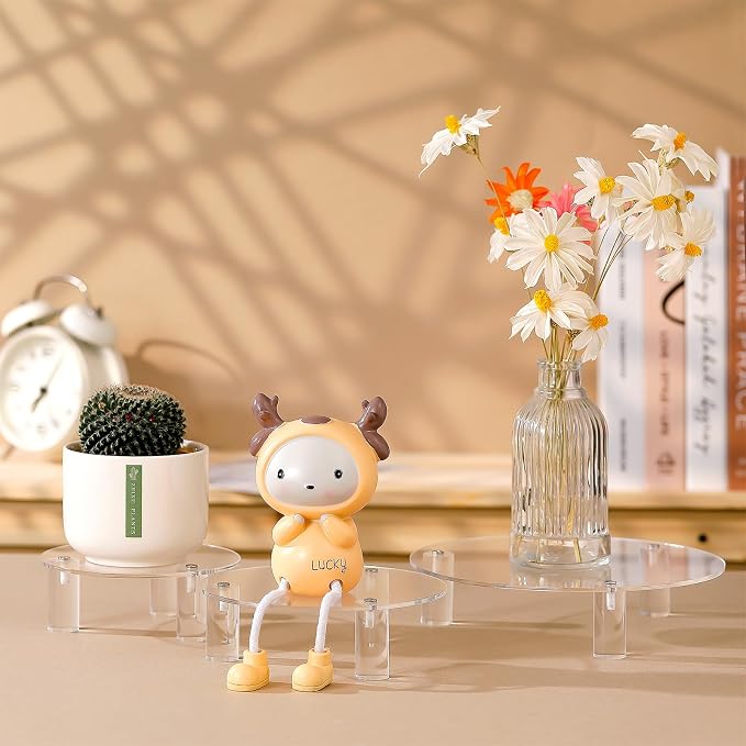 Lineshading 3 Pcs Round Acrylic Display Riser Clear Round Stands Clear Pedestal Riser Board for Cake Plant Dessert Jewelry Collectible Cupcake Figure Wedding Birthday Party Decor(5'', 6'', 8'')