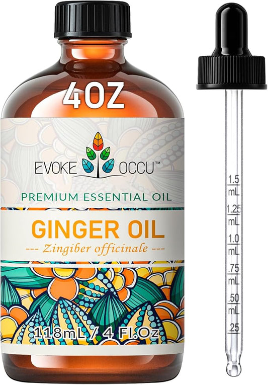 EVOKE OCCU Ginger Oil for Mental Clarity, Relieve Soreness, Hair Nourishment, Add to Diffuser and Spray - 4 Fl Oz