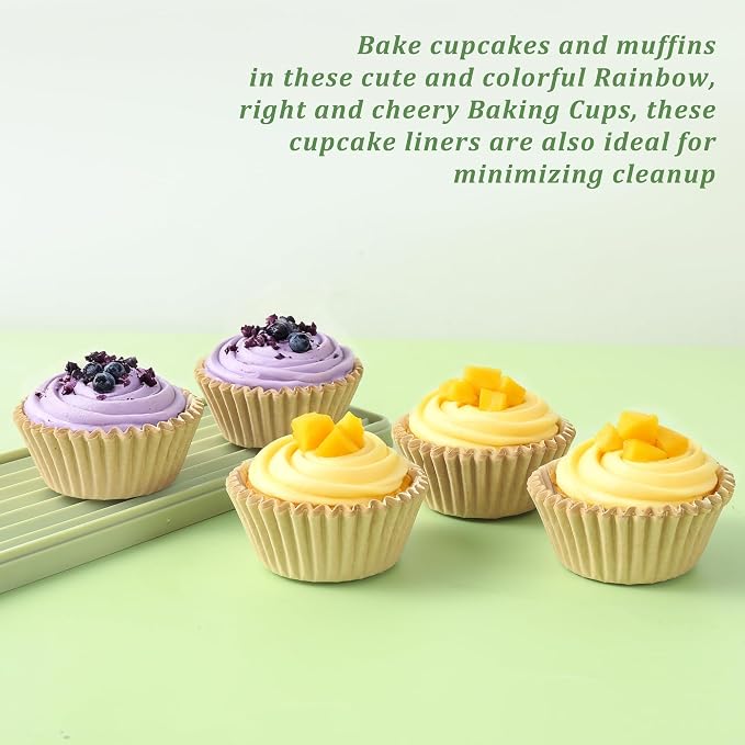 1000 Count Brown Paper cupcake Liners, Standard cupcake Liners for Baking, Natural, Food-grade Cupcake Wrapper, Greaseproof Parchment muffin Liners for Father‘s Day.(Brown, 2 Inch)