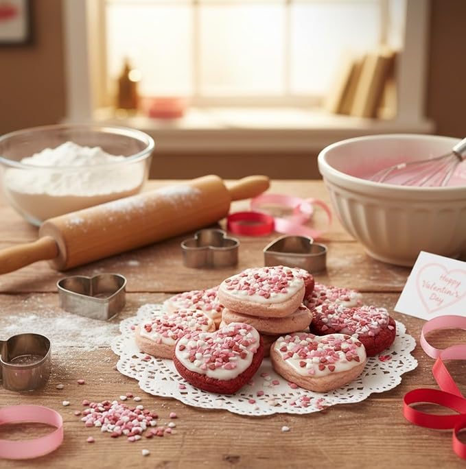Manvscakes, Valentine Sprinkles for Baking, Edible Red Heart Decorations, Mini Heart Confetti, Natural Colors, No Artificial Dyes, Nut and Gluten Free, 3ozI
