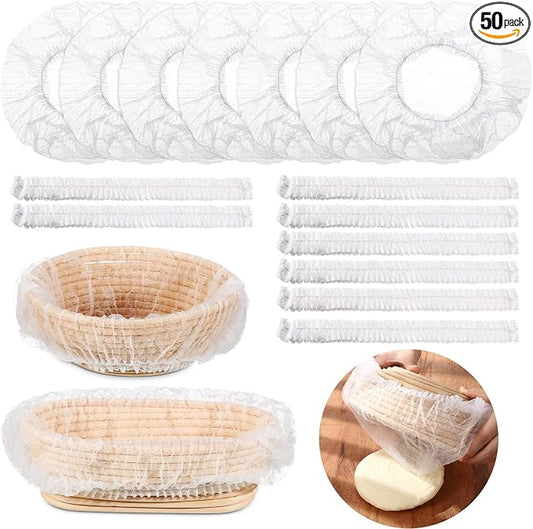 Fanfanwin 50 Pcs Banneton Liner Bread Proofing Basket Covers Non Woven Liner Non Stick Dough Bowl Covers for Bread Proofing Disposable for Rising Sourdough Supplies