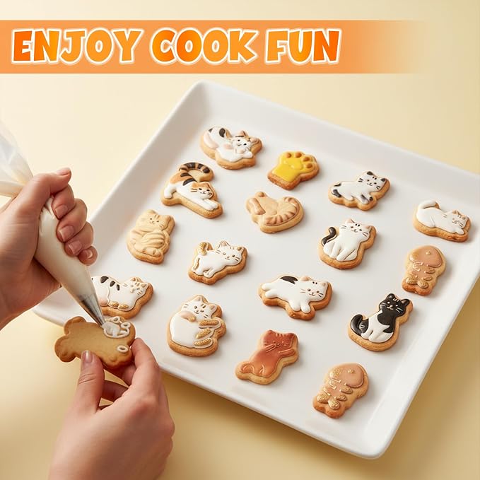 Jspupifip 16 Pack Mini Cute Cat Animal Cookie Cutters Set, 3D Cookie Plunger Stamps Cartoon Animal DIY Press Molds Baby Shower Cracker Cutters Birthday Party Baking Supplies Clay Biscuit Molds