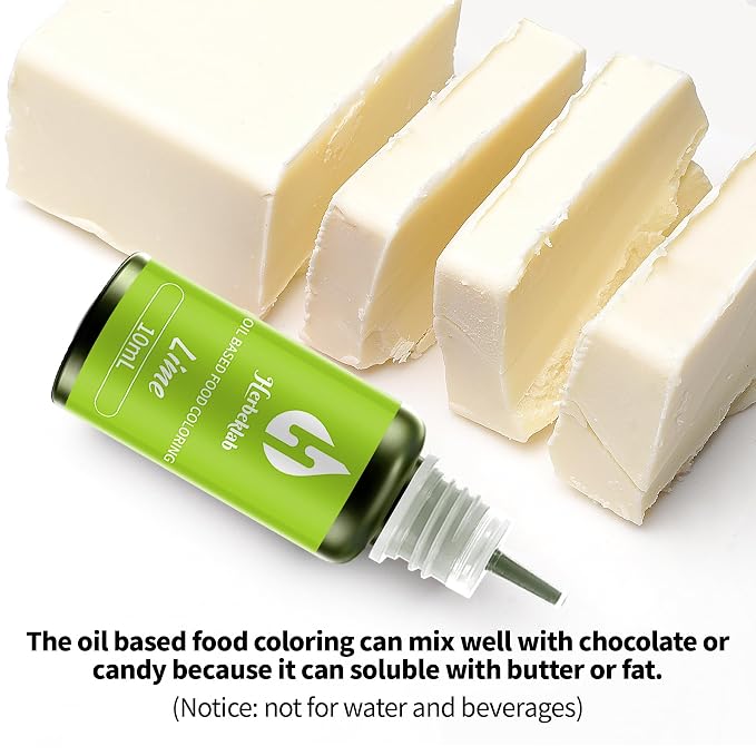 Oil Based Food Coloring for Chocolate 6 Colors x 10 ml Green Concentrated Green Oil Food Coloring for Candy Melts, Cake Pops, Strawberries - 6 Colors green