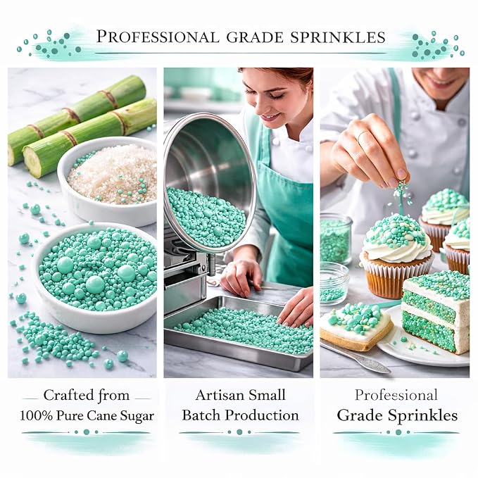 Confect Mint Green Sprinkles – Premium Pastel Green Pearl Cake & Cupcake Sprinkles (4.2 oz) – Bake Stable Edible Decorating Sprinkles for Cookies, Baking & Cake Decorations – Soft Chew, No Synthetic Dyes