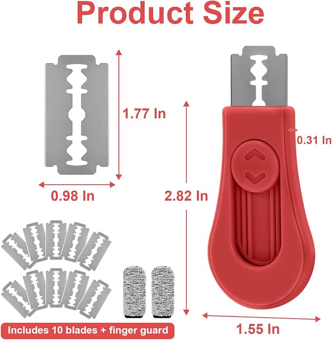2 Pack Bread Lame Dough Scoring Tool Set, Professional Sourdough Scoring Tool & Bread Scorer with 10 Razor Blades, Finger Protectors Bread Razor for Artisan Baking Red/Blue