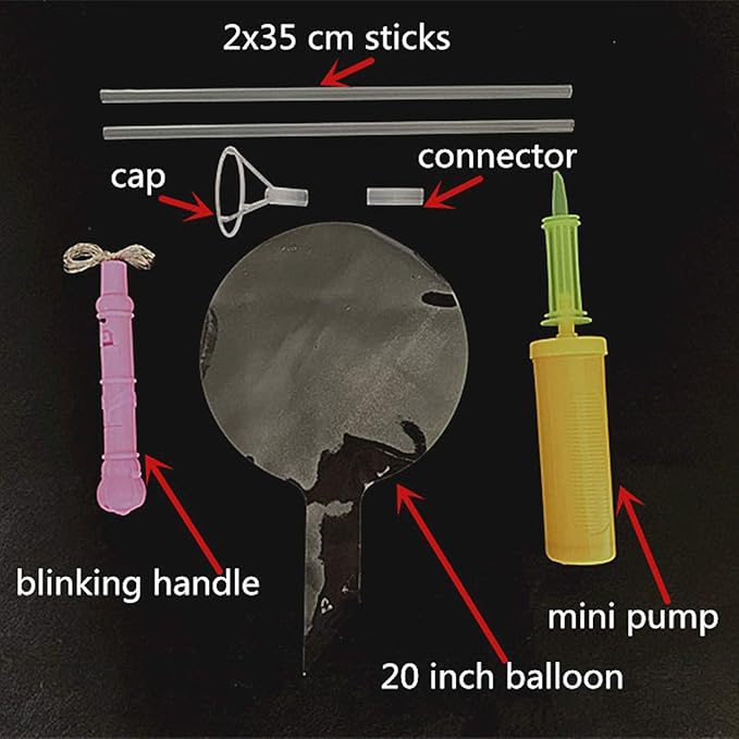 LED Light Up Bobo Balloons with Sticks,10 Packs Flashing Handles,20 Inches Bubble Bobo Balloons,70 cm Sticks,Christmas Birthday Party Decoration