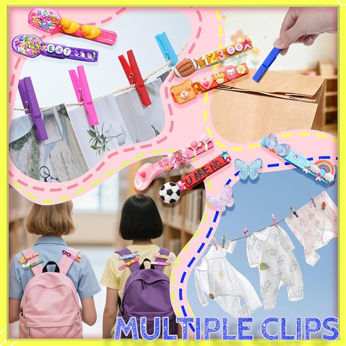 Cheer Pins for Cheerleaders, 100 Pcs Team Spirit Clips Making Kit, Wooden | 250+ Pcs Mini Resin Charms, Bows, Beads, Stickers, Fade-resistant, Ideal for Team Activities, Backpack Deco, Gift Giving