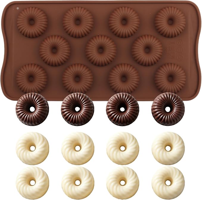 11 Cavity Donut Shaped Silicone Chocolate Molds For Candy Chocolate Baking