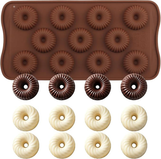 11 Cavity Donut Shaped Silicone Chocolate Molds For Candy Chocolate Baking
